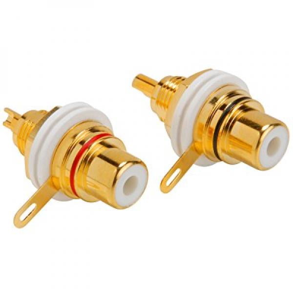 2 Pcs Gold Plated Copper RCA Panel Mount Female Jack Terminal Socket Audio Connector Subwoofer KitsSpeaker Parts & Components 2 Pcs Gold Plated Copper RCA Panel Mount Female Jack Terminal Socket Audio Connector Subwoofer KitsSpeaker Parts & Components